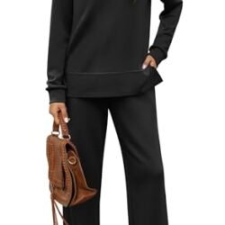 Women's Cozy Lounge Set for Casual Travel - Fashionable Wide Leg Tracksuit