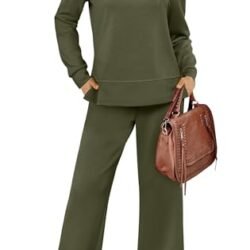 Women's 2 Piece Lounge Set for Fall Travel - Wide Leg Tracksuit