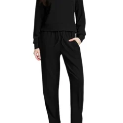 Women's Two-Piece Hoodie and Sweatpants Set - Airport Fashion Tracksuit with Pocket