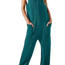 Women's Casual Sleeveless Knit Jumpsuit with Pockets