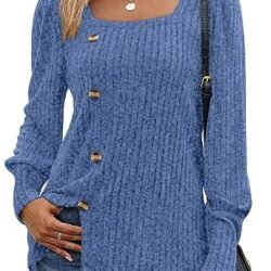 Women's Casual Fall Sweaters with Square Neck - 2023 Fashion
