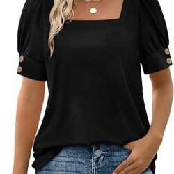Womens Tops Summer Short Sleeve Shirts Square Neck Spring Outfits 2026 Fashion Clothing Blouses