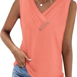 Sampeel Tank Top for Women Summer Button Down V Neck T Shirts Sleeveless Loose Fit Fashion Tops 2026