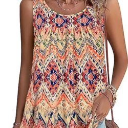 Womens Summer Tank Tops Sleeveless T Shirt Casual Loose Fit Tunic Blouses