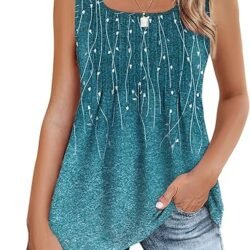 Zeagoo Women's Summer Tank Tops 2026 Pleated Square Neck Loose Fit Casual Flowy Tunic Sleeveless Shirts