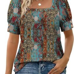 Womens Tops Summer Short Sleeve Shirts Square Neck Spring Outfits 2026 Fashion Clothing Blouses